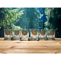 GOLDEN FOX KOMPLET 6 SZKLANEK DO WHISKY   - CRYSTAL GOLD