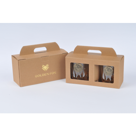 GOLDEN FOX SZKLANKI DO WHISKY AMBER FIRE  DEER GOLD - 2 SZT