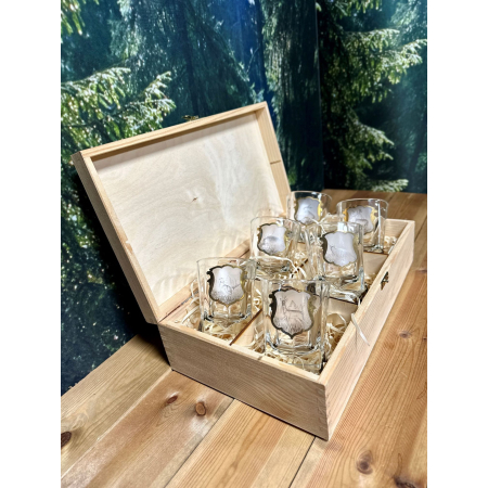 GOLDEN FOX KOMPLET 6 SZKLANEK DO WHISKY   - CRYSTAL SILVA