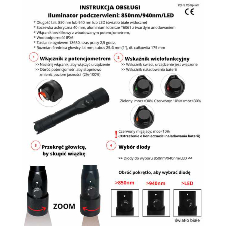 ILUMINATOR LASEROWY PODCZERWIENI X-HOG 940/850NM 1000M